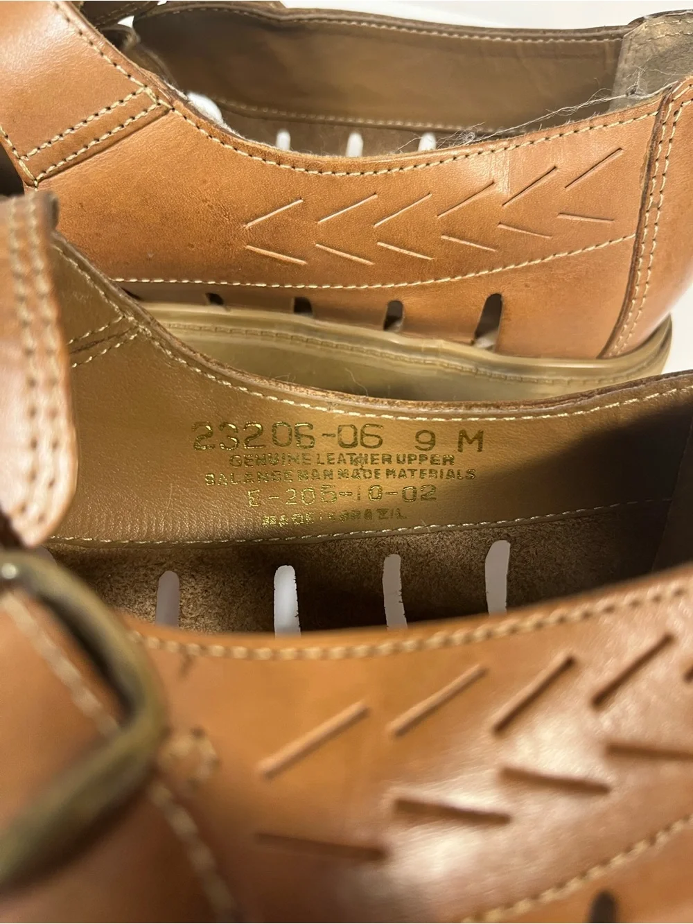 Stacy Adams Men's Tan Woven Leather Slip On Fisherman Sandals 9